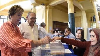 Taula electoral a l'IES Escola del Treball de Lleida SANTI IGLESIAS
