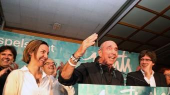 Llach amb Caula (2) i Puigdemont (3) valorant els resultats electorals ahir a la nit manel lladó