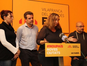Meritxell Humbert, Josep Graells, Lluïsa Llop i Pol Pagès ahir a Vilafranca. C.M