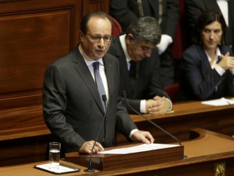 Hollande, durant la seva intervenció al Congrés REUTERS