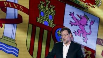 El president Rajoy, en la seva intervenció a Barcelona, ahir al migdia albert gea / reuters