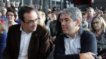 Josep Rull i Francesc Homs ahir durant la presentació del programa de Democràcia i Llibertat ACN