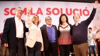 Boya, Chacón, Ros, Lafuente i Iceta, ahir en l'acte del PSC a Lleida ACN