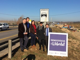 Xuclà, amb els alcaldes de Vidreres, Caldes, Clàudia Massó i Natàlia Figueras. N.F