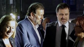 Rajoy, sense ulleres, després del cop de puny, aquest dimecres a Pontevedra EFE