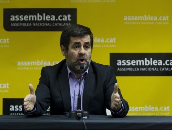 El president de l'Assemblea Nacional Catalana (ANC), Jordi Sánchez, a la roda de premsa per valorar la reunió EFE