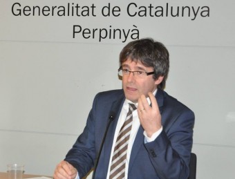 Carles Puigdemont, nou president de la Generalitat, a la Casa de la Generalitat de Perpinyà. CDG