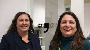 Alexandra Cuadrat i Annabel Encontra, fundadores de l'editorial Apostroph, ahir al despatx de l'empresa D. MARÍN