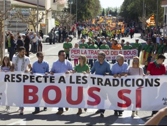 Els aficionats als bous es van manifestar a Amposta la passada primavera. J.C.LEÓN