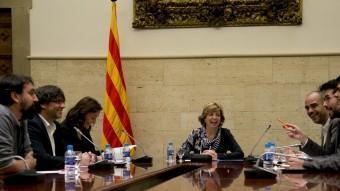El president de la Generalitat , amb alcaldes dels municipis acusats per la fiscalia de sedició ALBERT SALAMÉ