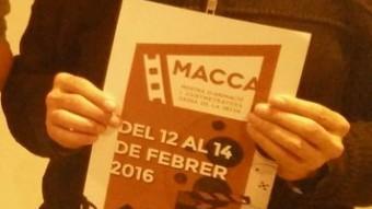 Carles Brucet, Pol Figueras i Josep Ferrer, ahir a la presentació de la Macca al Museu del Cinema de Girona J.C.L