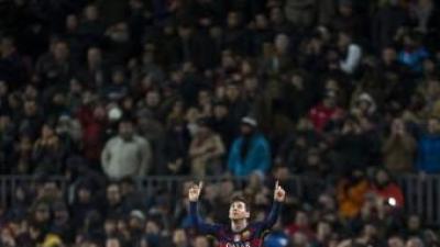 Messi, dedicant-li un gol a la seva àvia, un gest que fa en totes les seves celebracions EFE