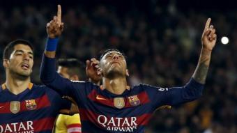 Neymar celebra el gol que va marcar contra l'Sporting. REUTERS