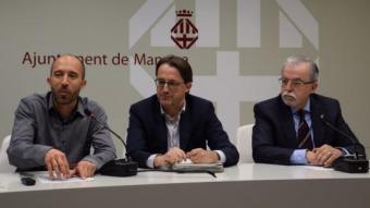 D'esquerra a dreta: el regidor de Planejament, Marc Aloy, el portaveu del govern, Antoni Llobet i el regidor d'Hisenda, Josep Maria Sala JORDI PREÑANOSA