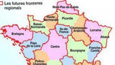 Les 14 noves regions de l'Estat francès.