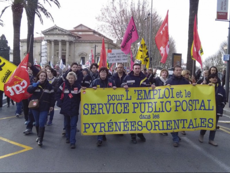 Manifestació de carters i treballadors de La Poste a Perpinyà SOLIDAIRES66