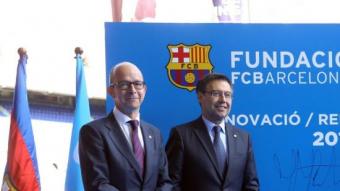 Jordi Cardoner i Josep Maria Bartomeu en un acte del Barça. QUIM PUIG