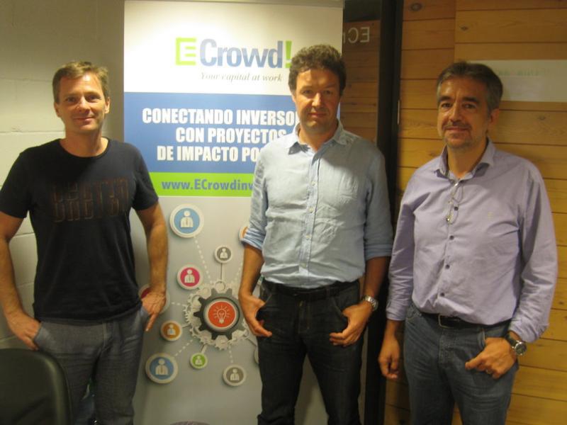 Els fundadors d'eCrowd!: Matthieu van Haperen, Stephan Samson i Jordi Solé Muntada Arxiu