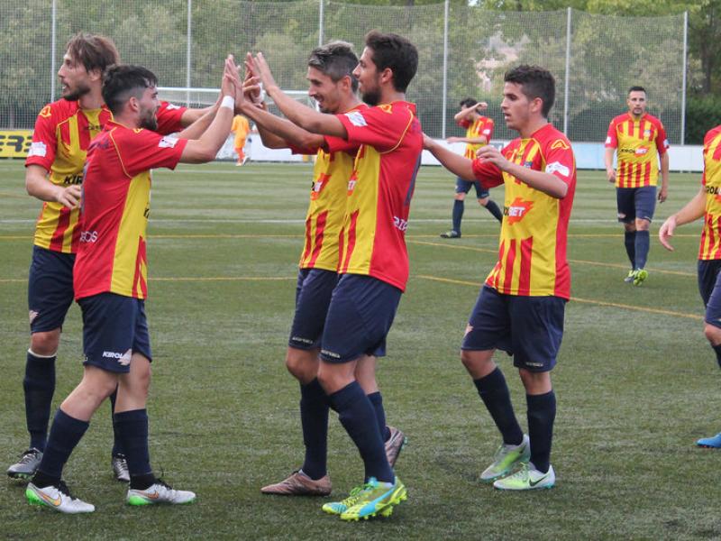 Els jugadors del Vilafranca, celebrant un gol d'aquest curs LLUÍS MONTANER