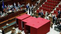 Vista del Parlament italià, amb les tres urnes de la votació presidencial, ahir, a Roma