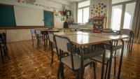 Una aula buida a l’escola Mare de Déu de Lourdes de Mataró