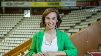 Anna Caula, al pavelló de Fontajau, on va debutar en la Lliga Femenina com a entrenadora de l’Uni