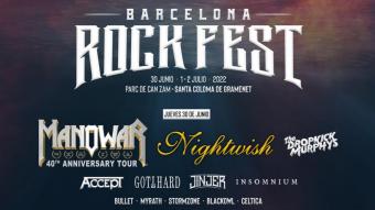 Rètol del Barcelona Rock Fest amb Manowar destacat