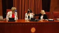 La vicepresidenta segona del Parlament, Assumpta Escarp, amb la presidenta, Laura Borràs i la vicepresidenta primera, Alba Vergés