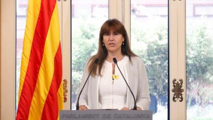 La presidenta del Parlament, Laura Borràs, va comparèixer ahir  en roda de premsa