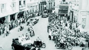 L'arribada del dictador a Tortosa el 21 de juny de 1966, amb motiu de la inauguració del monument a la Batalla de l’Ebre