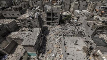 Imatge de la destrucció causada pels israelians en un barri de Gaza