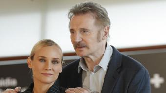 Liam Neeson i Diane Kruger, els protagonistes de ‘Marlowe’, ahir a Sant Sebastià