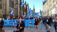 Un moment de la marxa per la independència, ahir a Edimburg