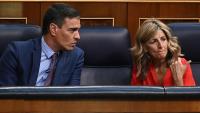 Pedro Sánchez i Yolanda Díaz, asseguts al seu escó en el Congrés, el juliol passat