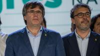 Carles Puigdemont i Josep Rius, en un acte de Junts per Catalunya
