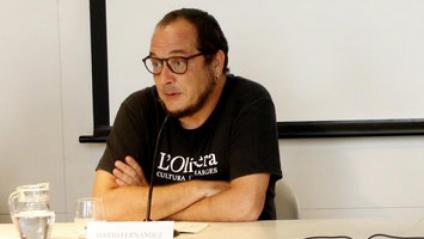 Anna Sallés, David Fernández, Carme Forcadell i Joaquim Forn durant la roda de premsa al Col·legi de Periodistes