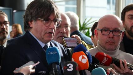 Puigdemont i el seu advocat Gonzalo Boye, dimarts a Brussel·les