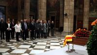 El president Pere Aragonès i la família Espinàs, de bon matí, al Saló Sant Jordi del Palau de la Generalitat