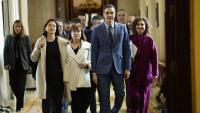 Pedro Sánchez s’ha reunit al Congrés amb diputats i senadors del PSOE