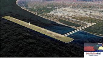 Imatge virtual de la pista de l’Aeroport de Barcelona sobre el mar