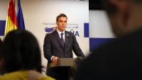 El president espanyol, Pedro Sánchez, en una roda de premsa