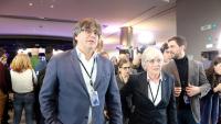Ponsatí amb Puigdemont i Comín arribant al ple del Parlament