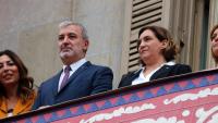 Collboni i Colau al balcó municipal en un acte de la Mercè de l’any passat.