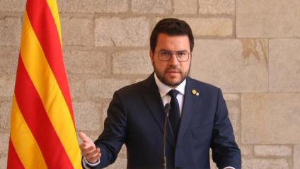 El president Aragonès, durant la seva compareixença a Palau