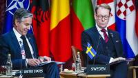 El secretari d’Estat dels EUA, Antony Blinken, i el seu homòleg suec, Tobias Billstrom, durant la reunió informal de ministres d’Exteriors de l’OTAN a Oslo