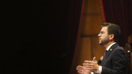 El president de la Generalitat, Pere Aragonès, en el debat de política general de l’any passat