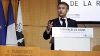 Macron, durant la seva intervenció a l’Assembla de Còrsega, ahir a Ajaccio