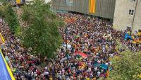Imatge de la concentració i manifestació que va col·lapsar Girona