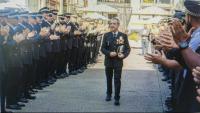 Joan García, el cap de la policia de Blanes, que es jubila, homenatjat per la plantilla el dia de la festa patronal