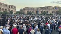 Protesta antigovernamental al centre d’Erevan, la capital d’Armènia, el 30 de setembre passat